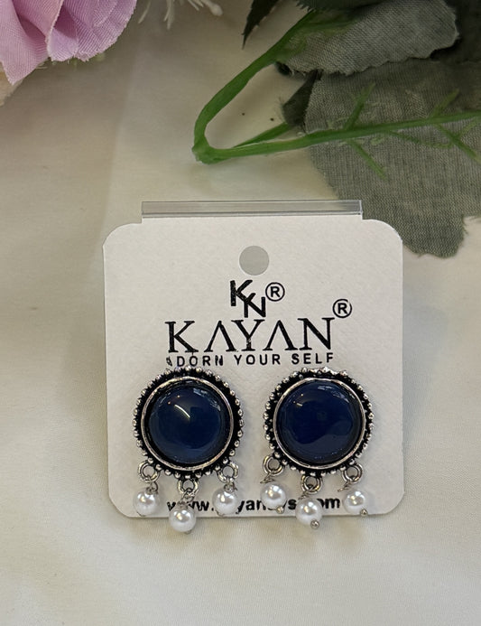 Oxidized Stone Earrings