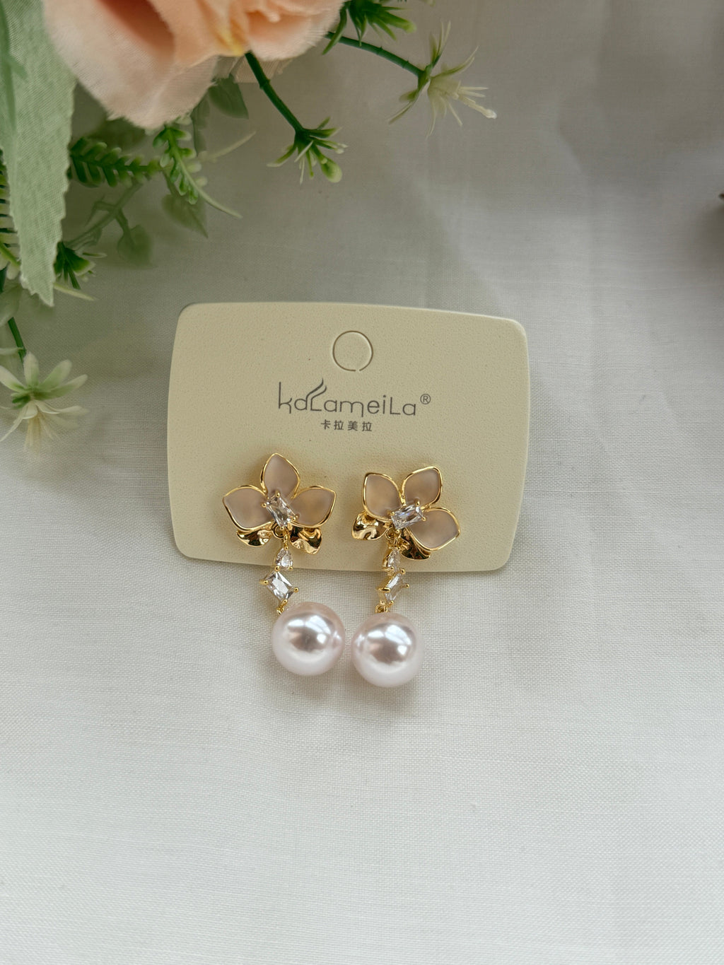 Premium 18K Gold plated Korean Earring with Pearl Drop