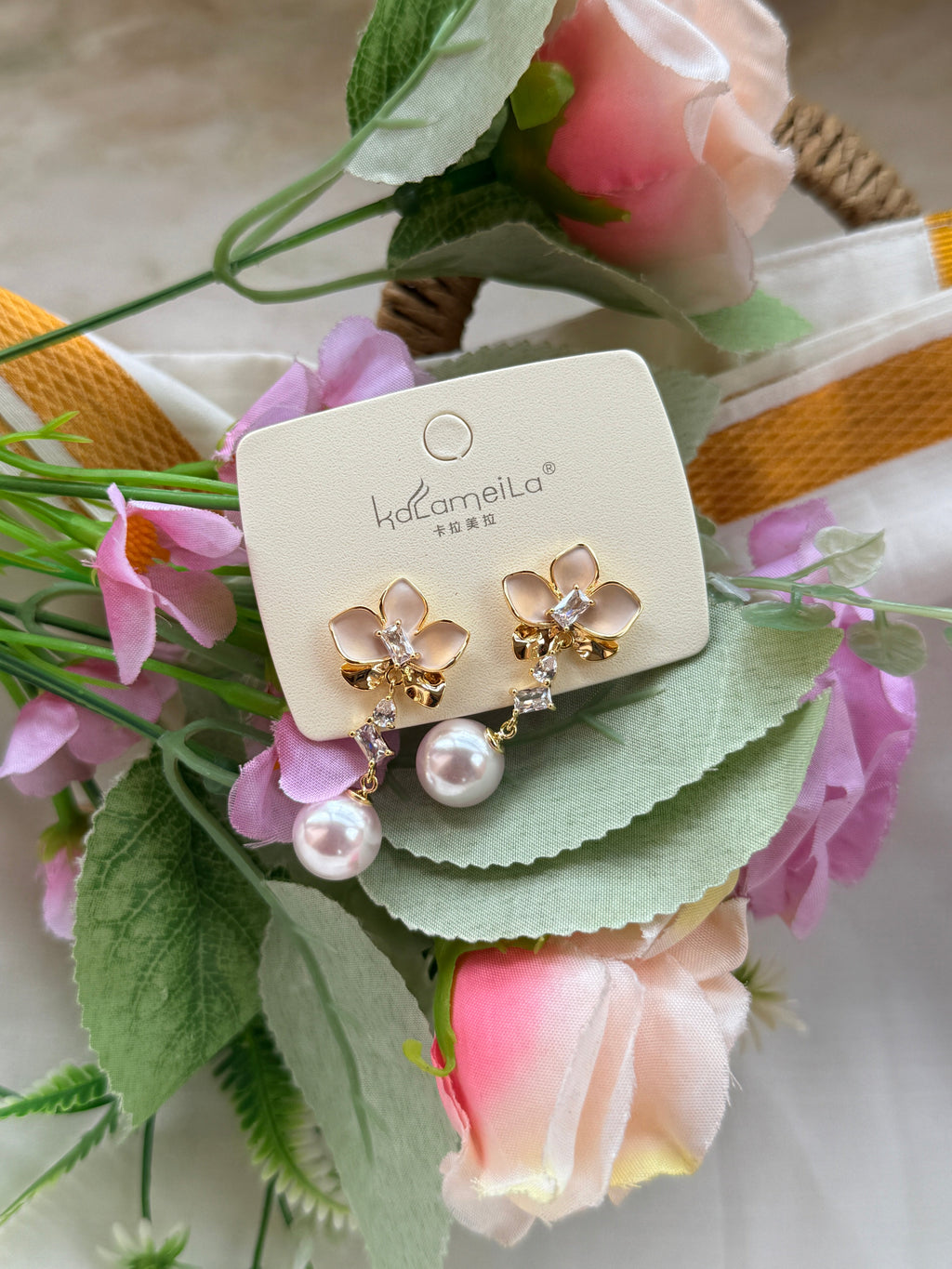 Premium 18K Gold plated Korean Earring with Pearl Drop