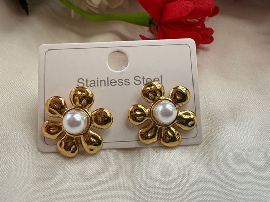 Floral Design Stainless Steel Earrings